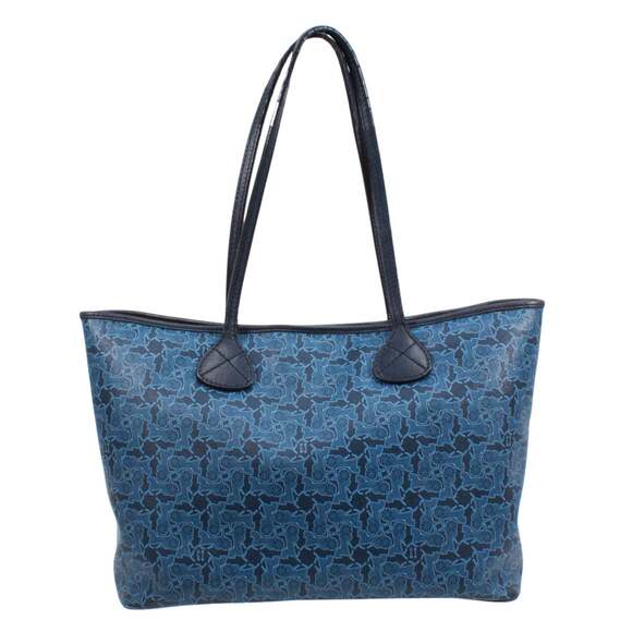CELINE Handbags - CELINE SC-ST-0098 Leather Tote Bag with Carriage Pattern, Blue, Women's